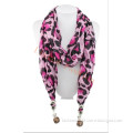 New Design Leopard print jewelry scarf with metal pendant With 6 Colors bufanda infinito bufanda by Real Fashion